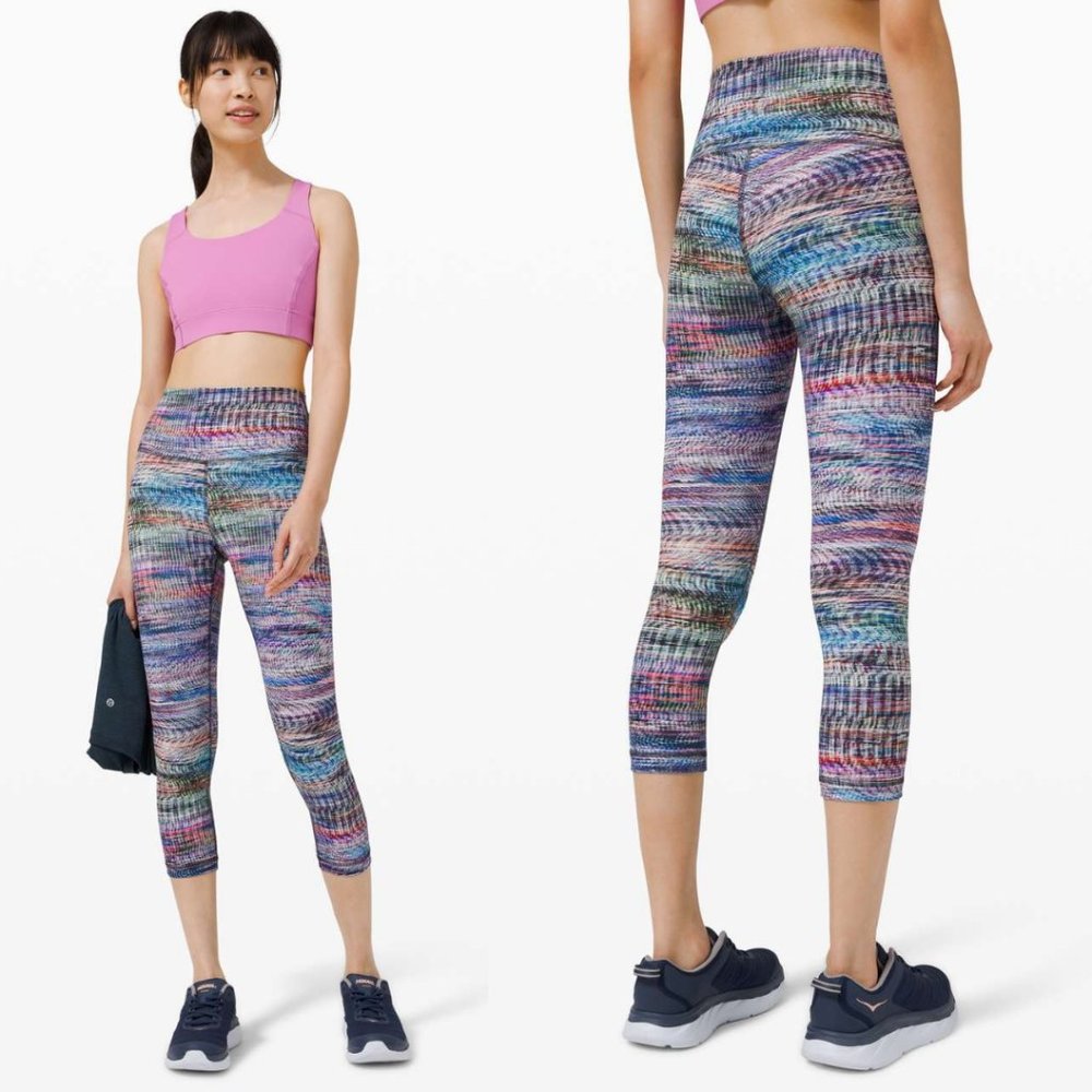 Lululemon Digital Oasis Print Everlux Wunder Train High Rise Crop